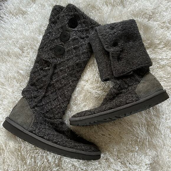 Ugg Latice Cardy Knit Boots Charcoal Gray Warm Wool Buttons Sz 8 Australia - Picture 3 of 9